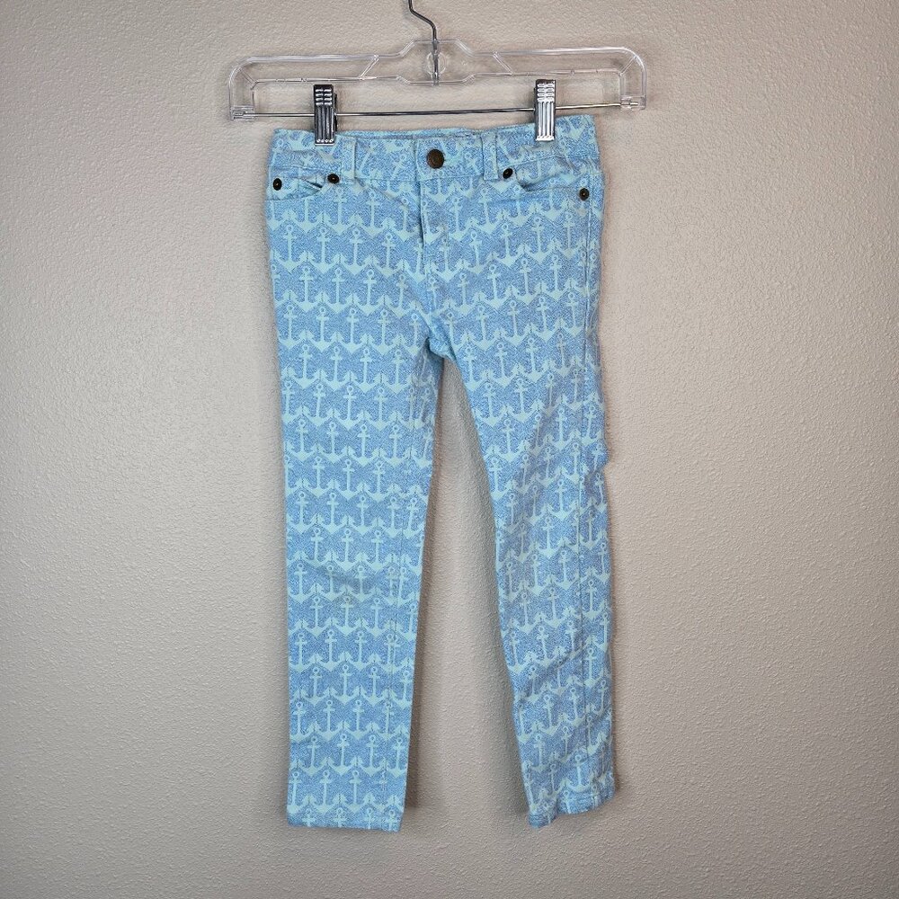 Vineyard Vines Blue Anchor Print Skinny Jeans Girl's Size 6 Blue
